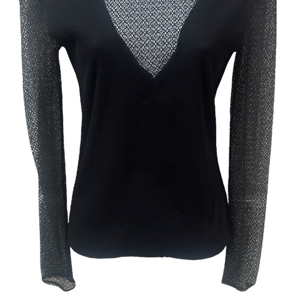 Maje Lysea Mixed Media Long Sleeve Top Gothic Fairygoth Rocker Party Size 1 (S) - Picture 3 of 9